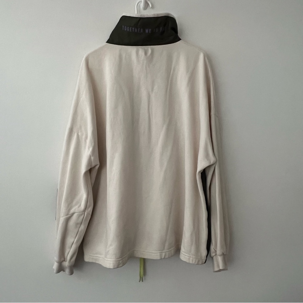 Peloton - Half Zip Together We Can Pullover Sweatshirt - Cream & Green XXL - Picture 2 of 8